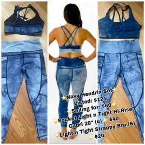 Zyia-Navy Hendrix Light n Tight Leggings (20") and Strappy Bra